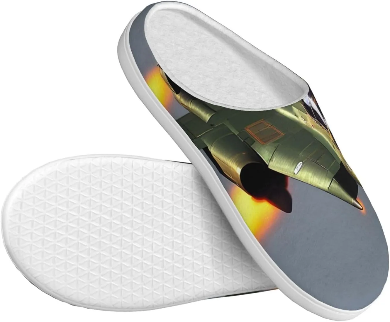 Jet fighters print Men's Women's Slippers Comfort Closed Toe House Shoes Fall Winter Home Slippers Indoor Scuff