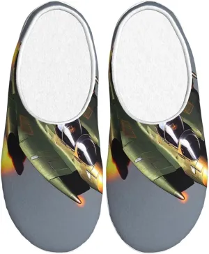 Jet fighters print Men's Women's Slippers Comfort Closed Toe House Shoes Fall Winter Home Slippers Indoor Scuff