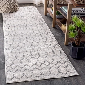 JONATHAN Y MOH101B-210 Moroccan Hype Boho Vintage Diamond 2 ft. x 10 ft Runner-Rug, Bohemian, Southwestern, Casual, Transitional, Pet Friendly, Non Shedding, Stain Resistant, Easy-Cleaning, Cream/Gray