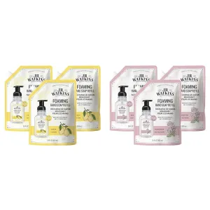 J.R. Watkins Foaming Hand Soap Refills, Moisturizing Foam Hand Wash, All Natural, 3 Pack Lemon 28 fl oz and 3 Pack Rosewater 28 fl oz