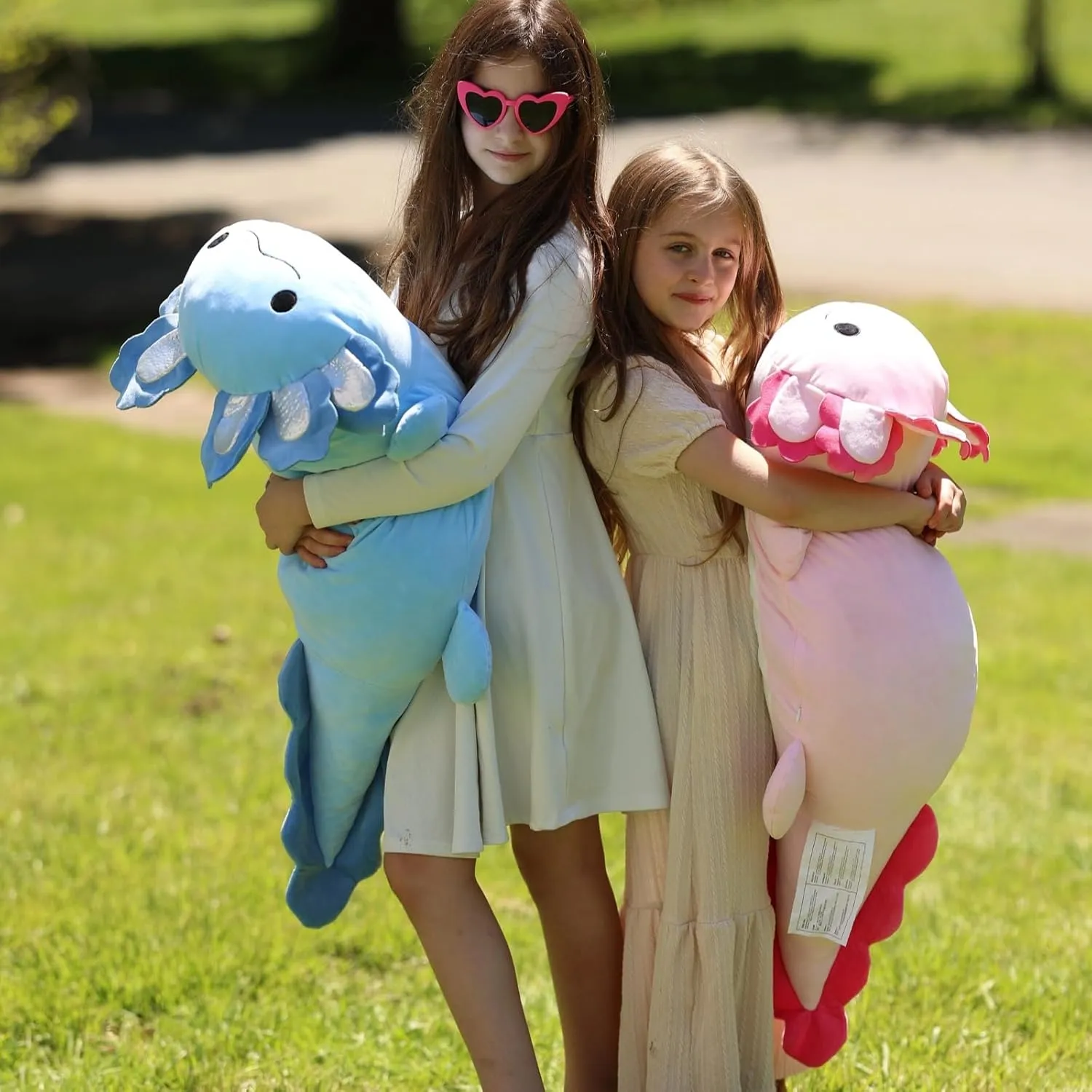 Jumbo Axolotl Plush Toy, 39" Giant Axolotl Stuffed Animal Plush, Big Bule Axolotl Toys Gift for Girls Kids, Long Squishy Stuffed Axolotl Plush Pillow for Holiday Birthday Christmas