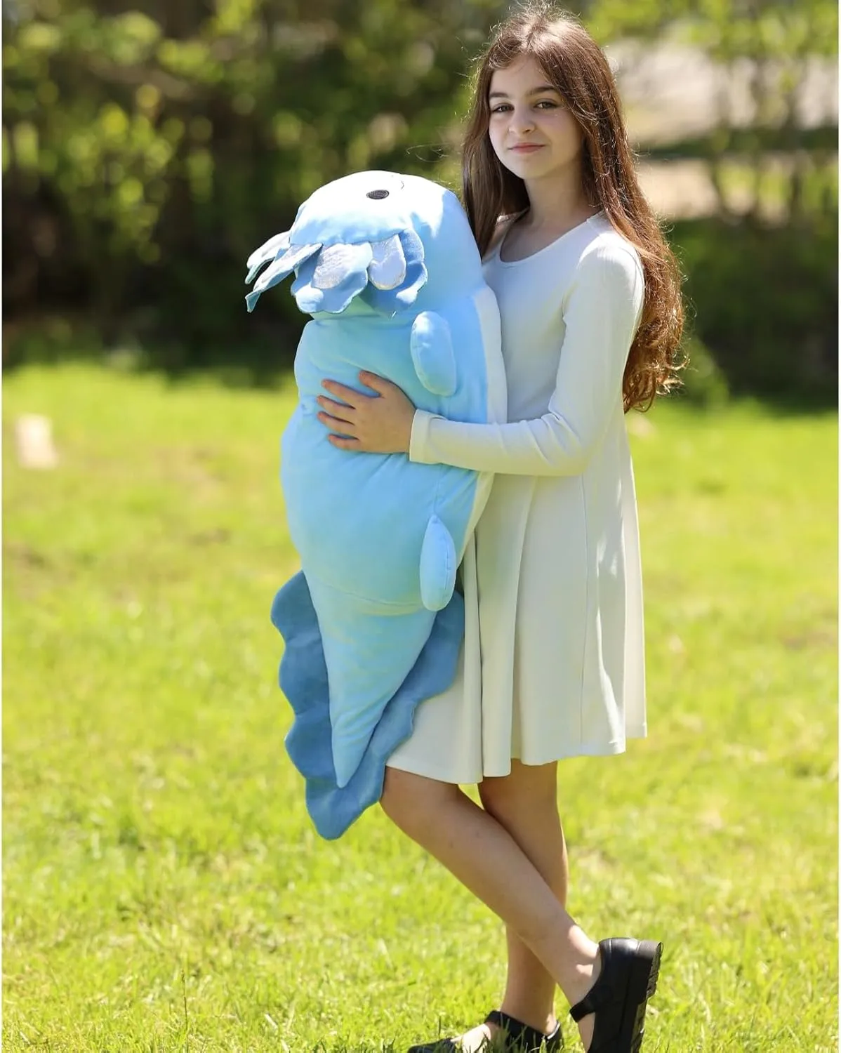 Jumbo Axolotl Plush Toy, 39" Giant Axolotl Stuffed Animal Plush, Big Bule Axolotl Toys Gift for Girls Kids, Long Squishy Stuffed Axolotl Plush Pillow for Holiday Birthday Christmas