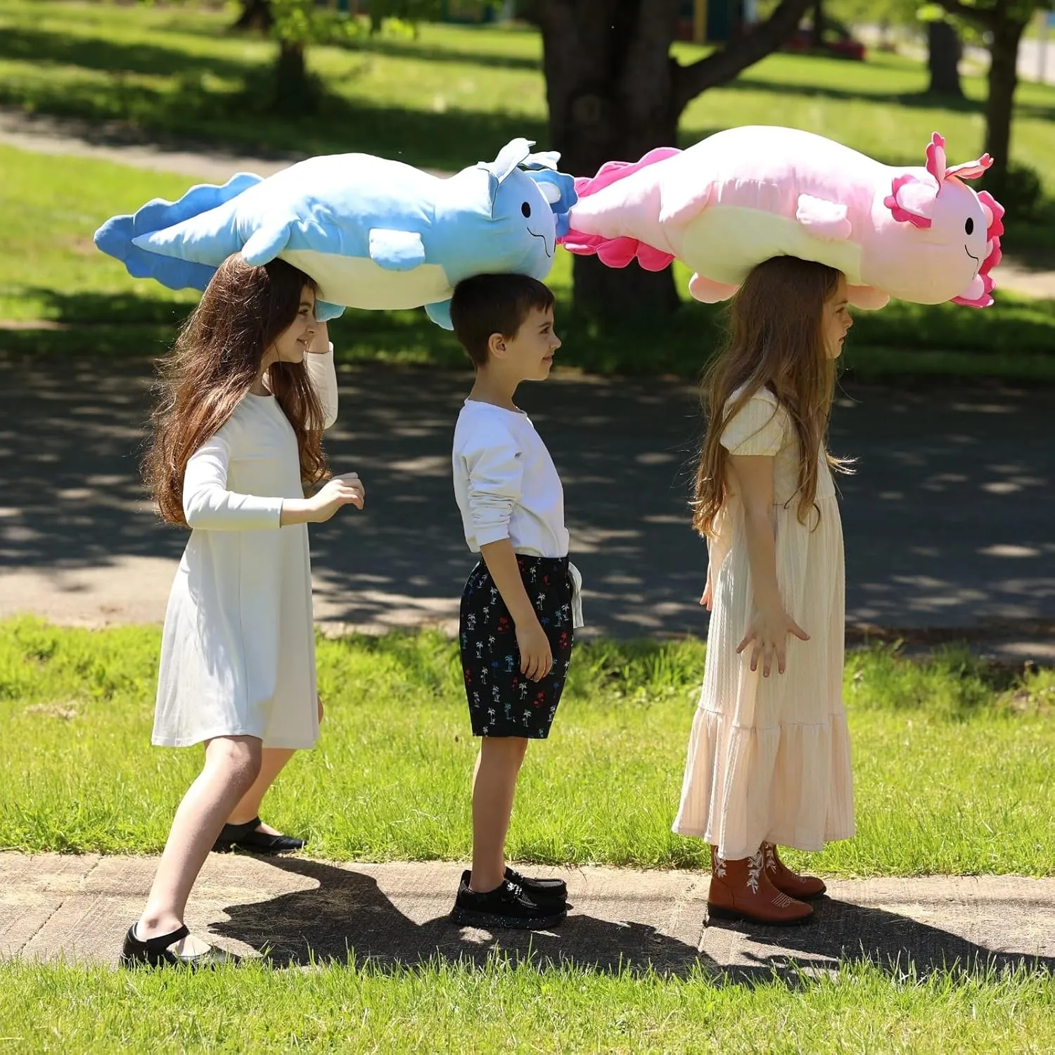 Jumbo Axolotl Plush Toy, 39" Giant Axolotl Stuffed Animal Plush, Big Bule Axolotl Toys Gift for Girls Kids, Long Squishy Stuffed Axolotl Plush Pillow for Holiday Birthday Christmas