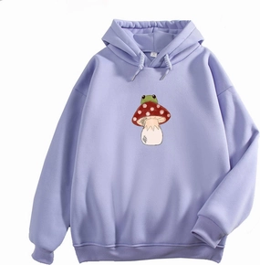 KEEVICI Cute Mushroom Frog Hoodie for Women Cottagecore Sweatshirt Kawaii Clothes Hoodies for Teen Girls Aesthetic Y2k Tops