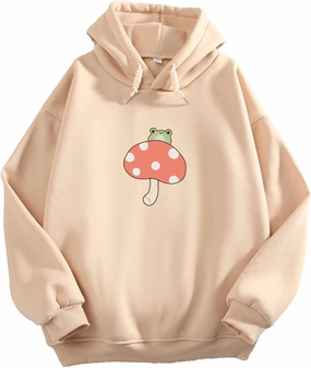 KEEVICI Women Cute Frog Sweatshirt Kawaii Mushroom Hoodie for Teen Girls Aesthetic Cottagecore Clothes Feminino Hoodies
