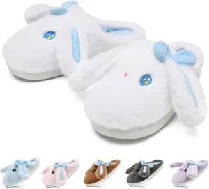 Kids Slippers Boys Girls Bunny Animal Slippers,Cute Bow Plush Funny Cartoon Rabbit Slippers,Comfy Fluffy Fuzzy Pillow Cloud Bedroom House Slippers Little/Big Kids