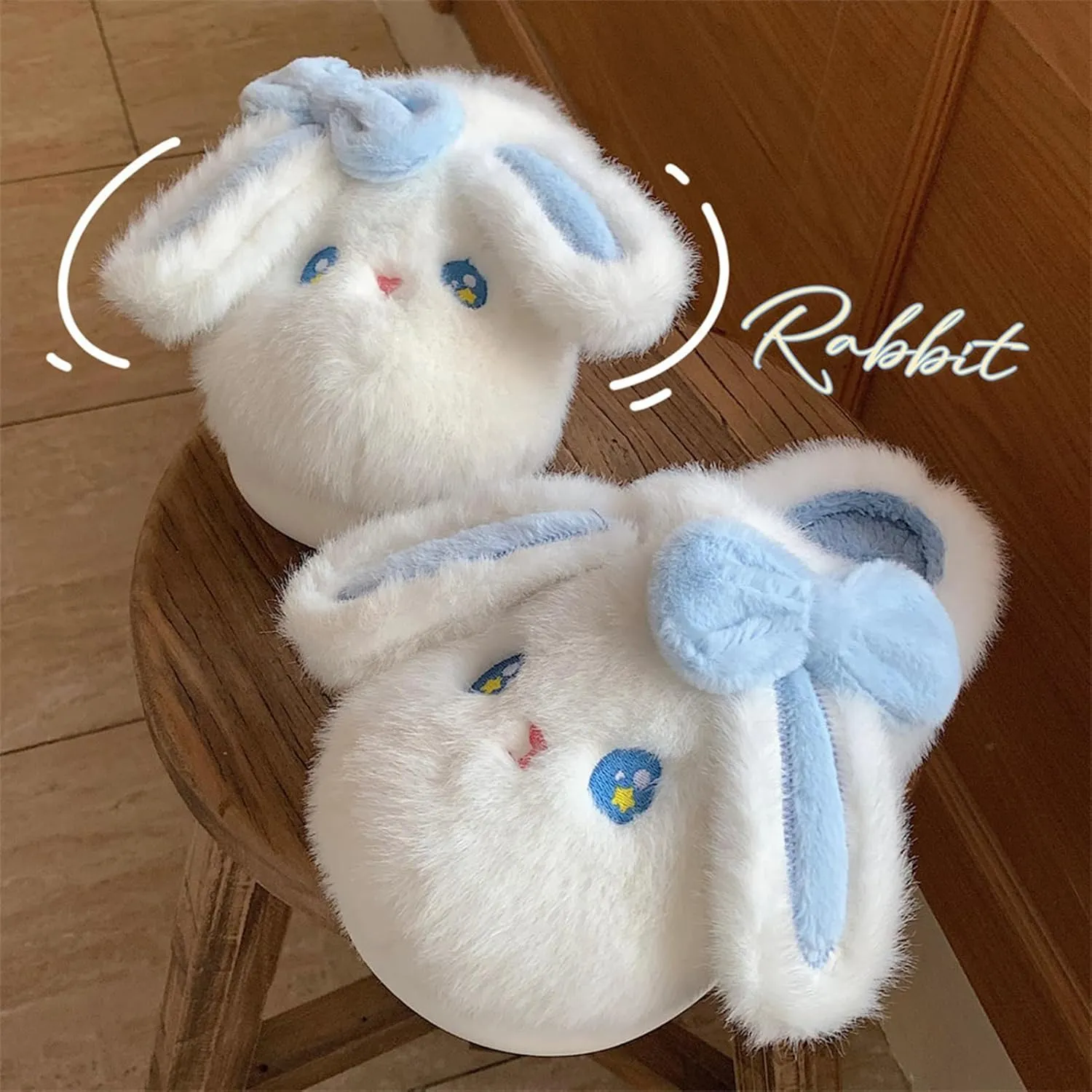 Kids Slippers Boys Girls Bunny Animal Slippers,Cute Bow Plush Funny Cartoon Rabbit Slippers,Comfy Fluffy Fuzzy Pillow Cloud Bedroom House Slippers Little/Big Kids