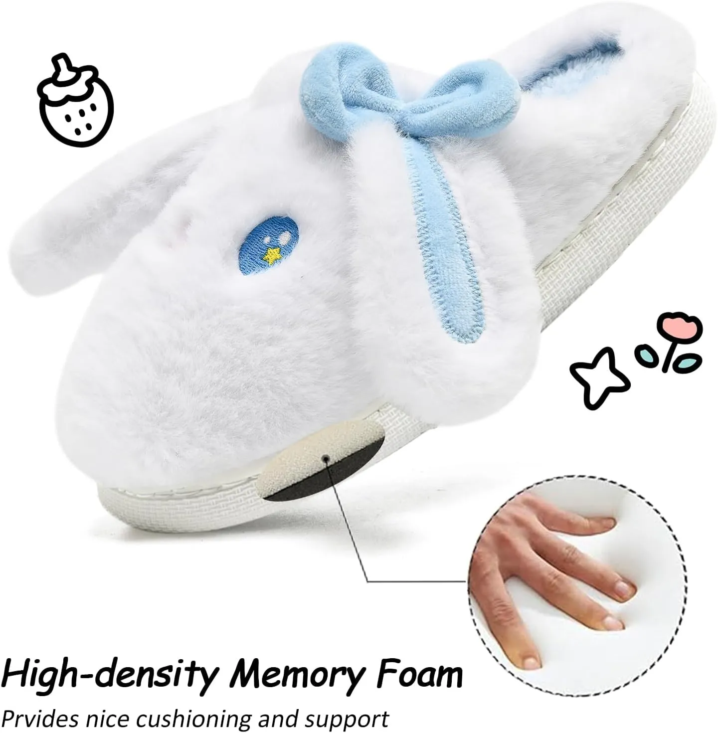 Kids Slippers Boys Girls Bunny Animal Slippers,Cute Bow Plush Funny Cartoon Rabbit Slippers,Comfy Fluffy Fuzzy Pillow Cloud Bedroom House Slippers Little/Big Kids