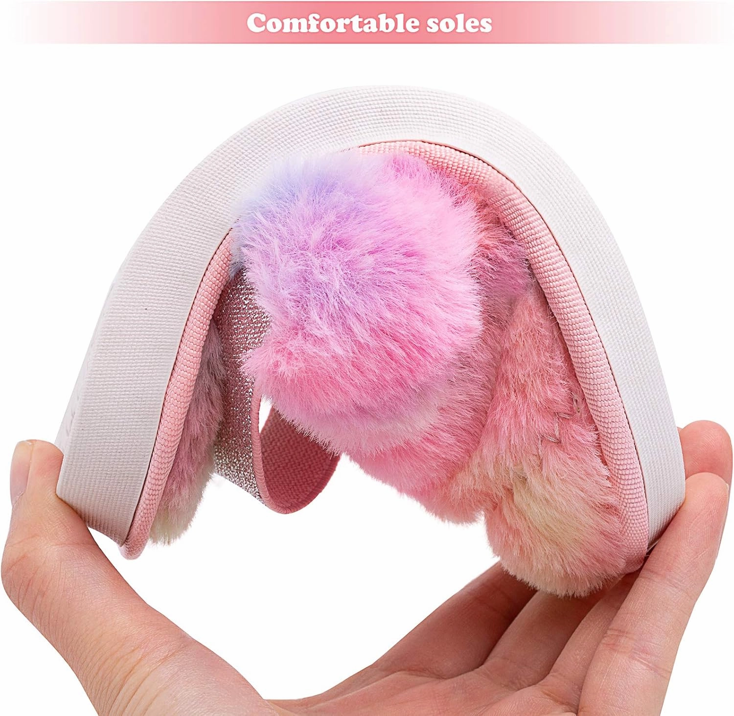 Kids Fluffy Fuzzy Slippers Open Toe House Home Slippers for Boys and Girls Faux Fur Slides with Strap Little Kids Slip-on Shoes
