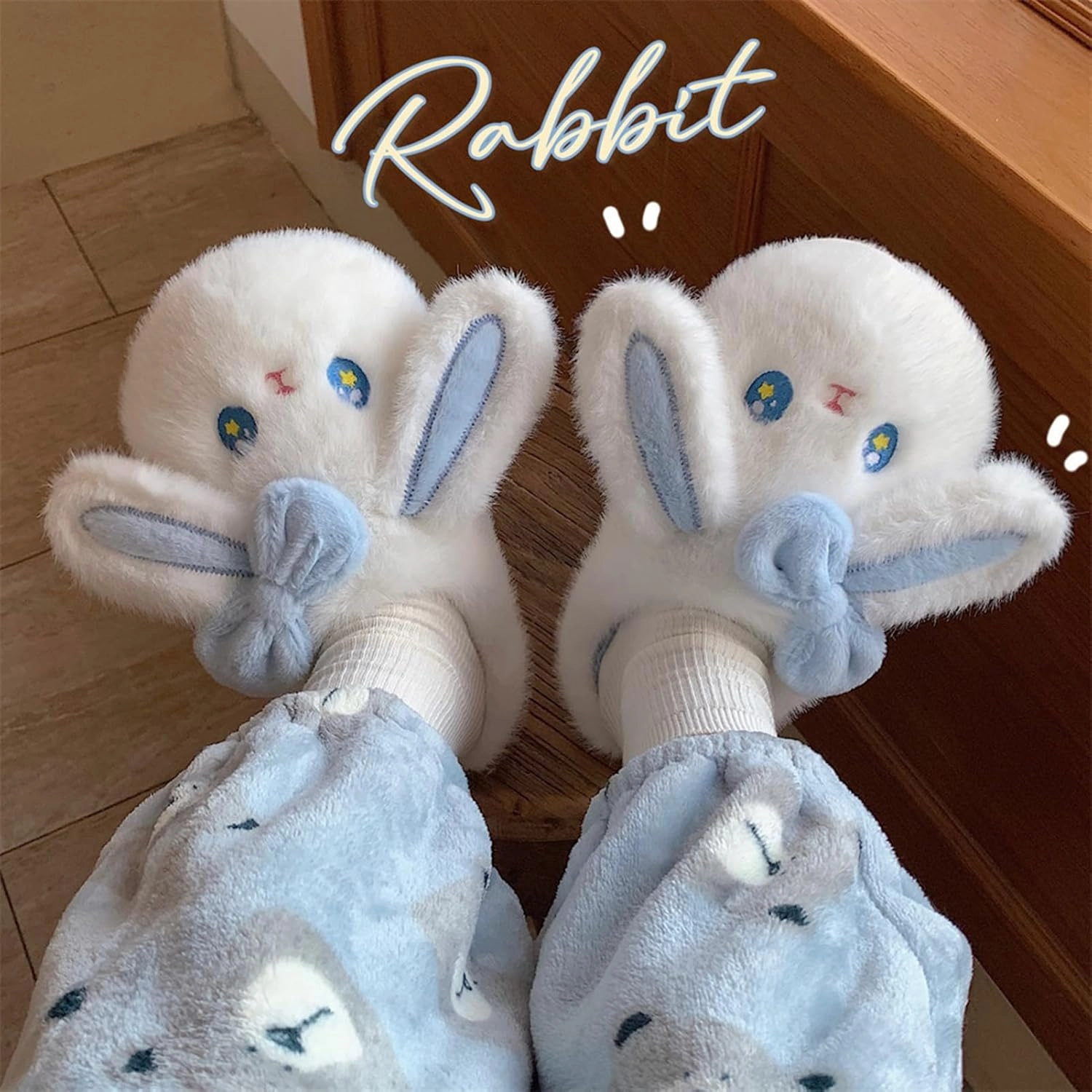 Kids Slippers Boys Girls Bunny Animal Slippers,Cute Bow Plush Funny Cartoon Rabbit Slippers,Comfy Fluffy Fuzzy Pillow Cloud Bedroom House Slippers Little/Big Kids