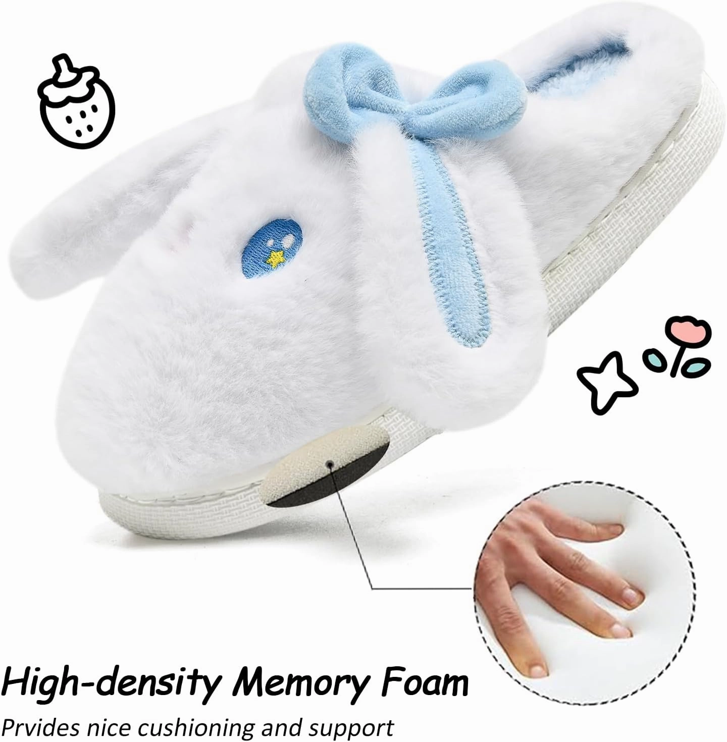 Kids Slippers Boys Girls Bunny Animal Slippers,Cute Bow Plush Funny Cartoon Rabbit Slippers,Comfy Fluffy Fuzzy Pillow Cloud Bedroom House Slippers Little/Big Kids
