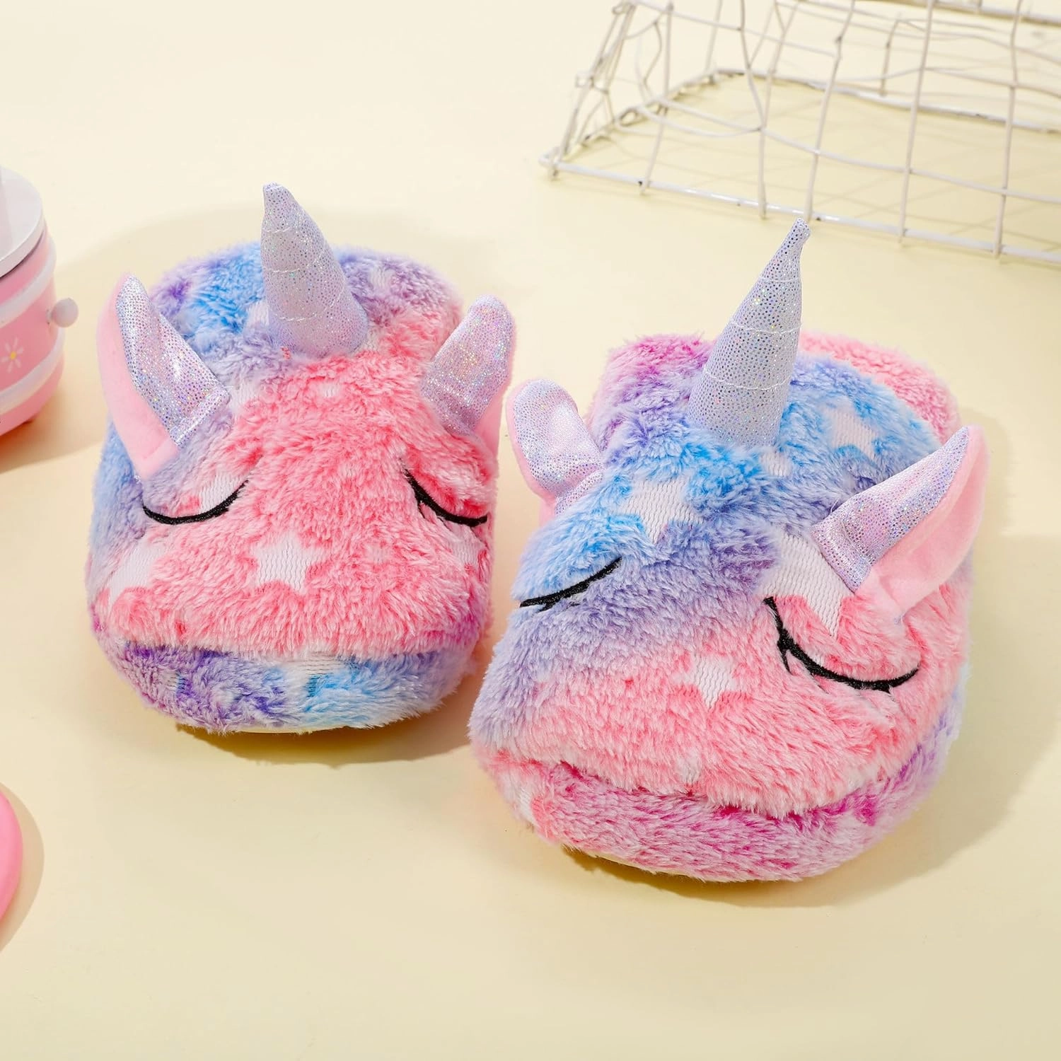 Kids Unicorn Slippers for Boys Girls Toddler Fuzzy Slippers Children House Slippers with Anti Slip Soles Glow in the Dark