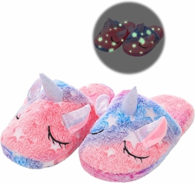 Kids Unicorn Slippers for Boys Girls Toddler Fuzzy Slippers Children House Slippers with Anti Slip Soles Glow in the Dark