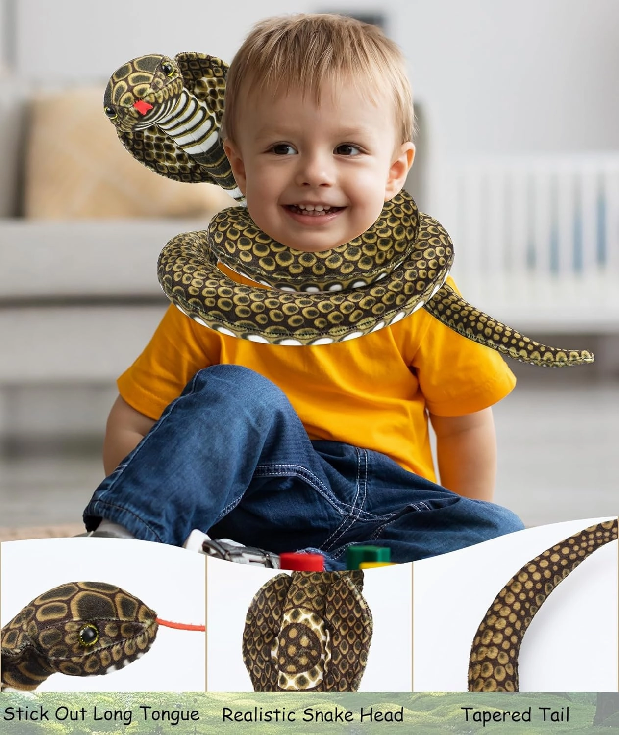 King Cobra Stuffed Animal Snake - 70 Inch Giant Snake Plush Toy Realistic Lifelike Dry Bones Plush, Gifts for Birthday Halloween Party Prank Props