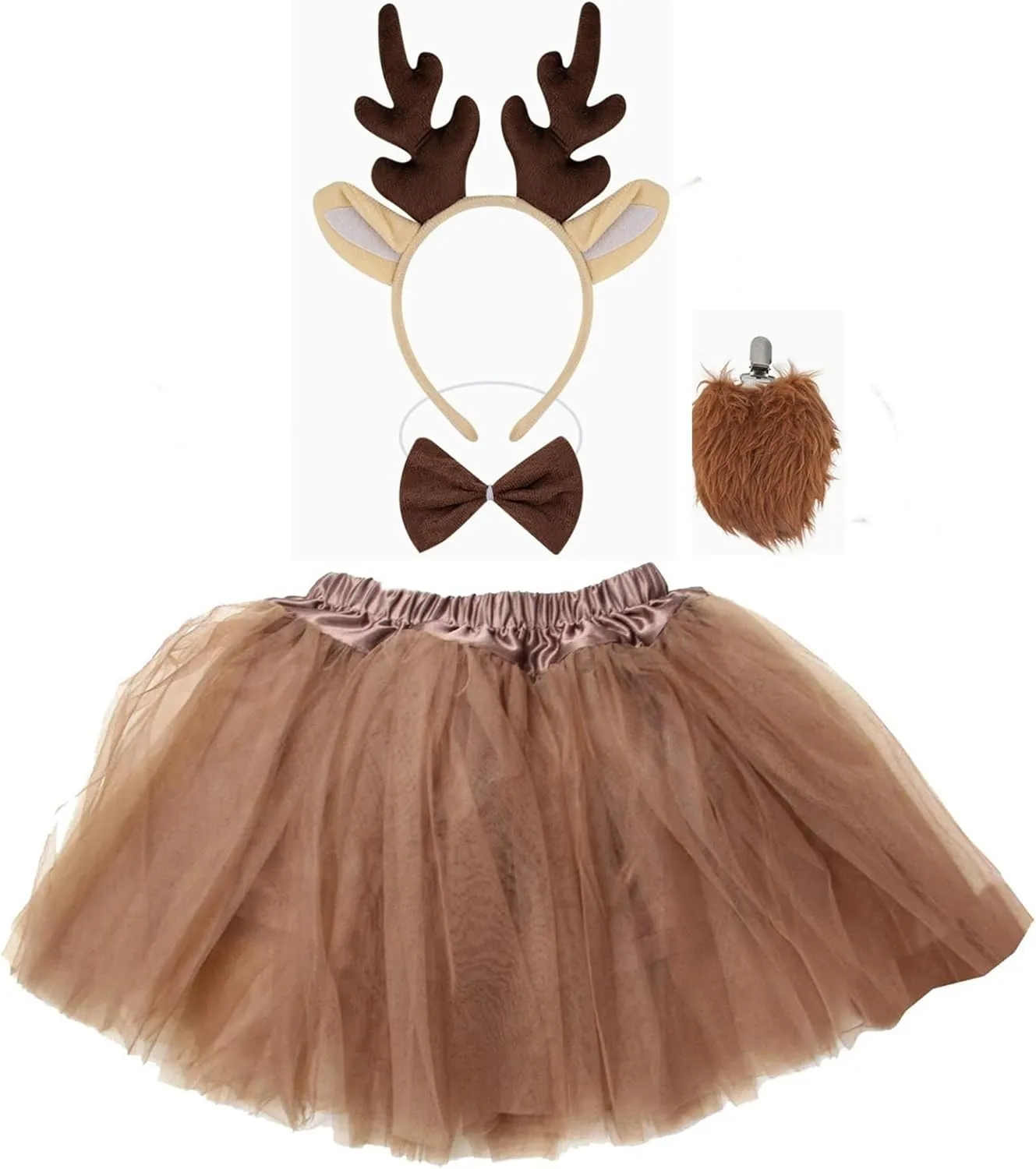 Kirei Sui Funny Bunny Rabbit Hare Deer Costume Set with Ears Headband & Tutu Halloween Dress Up for Kids