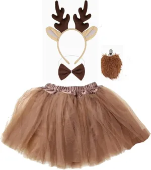 Kirei Sui Funny Bunny Rabbit Hare Deer Costume Set with Ears Headband & Tutu Halloween Dress Up for Kids