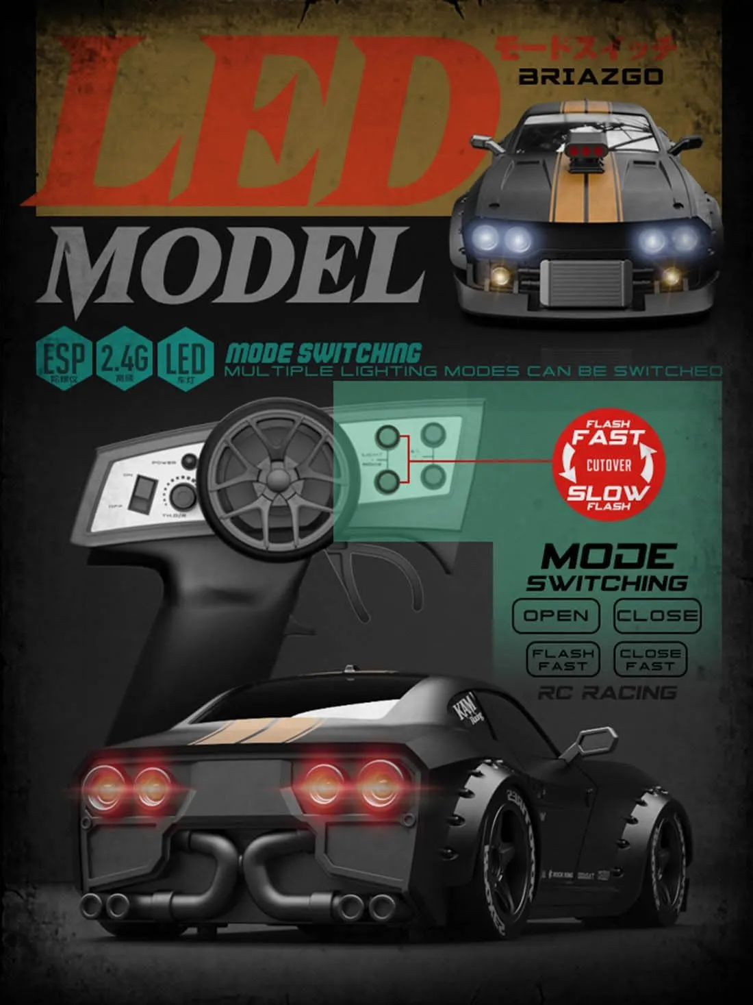KM3299 RC Car 1/32 Mini RC Drift Car for Adults, 2.4G Remote Control Drift Car with LED Headlights, RC Racing Car RC Sports Car Electric RC Racing Drift Car 4WD, Gift -RTR