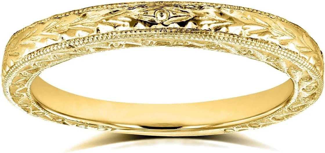 Kobelli Antique Style Engravings Wedding Band in 14k White Gold