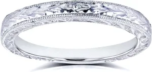 Kobelli Antique Style Engravings Wedding Band in 14k White Gold