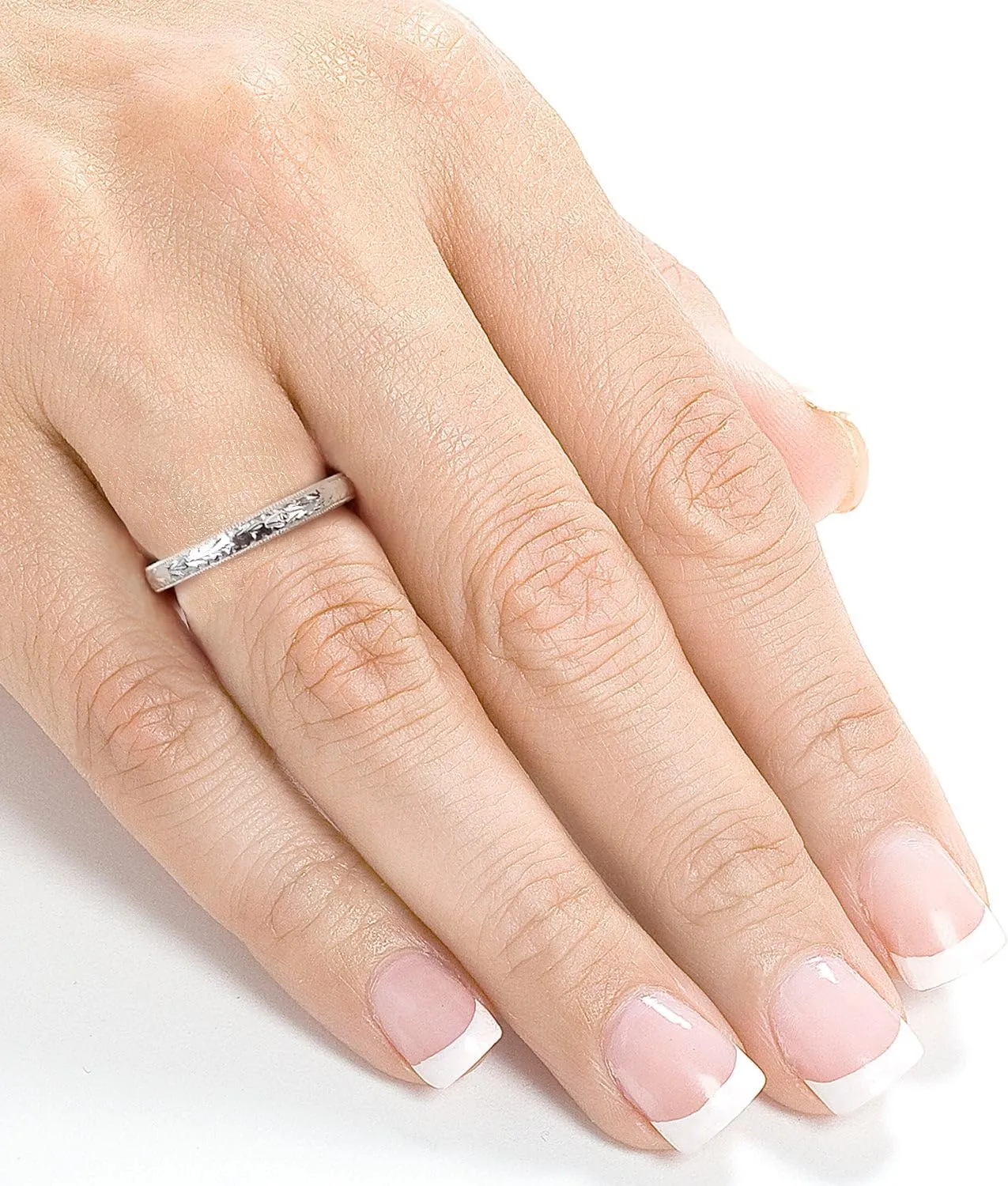 Kobelli Antique Style Engravings Wedding Band in 14k White Gold