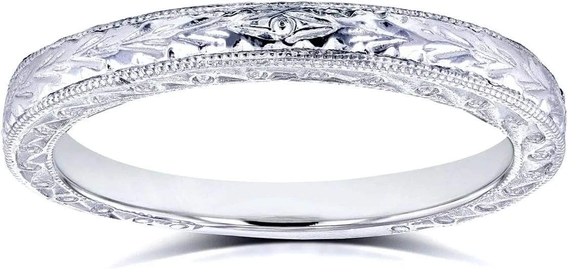Kobelli Antique Style Engravings Wedding Band in 14k White Gold