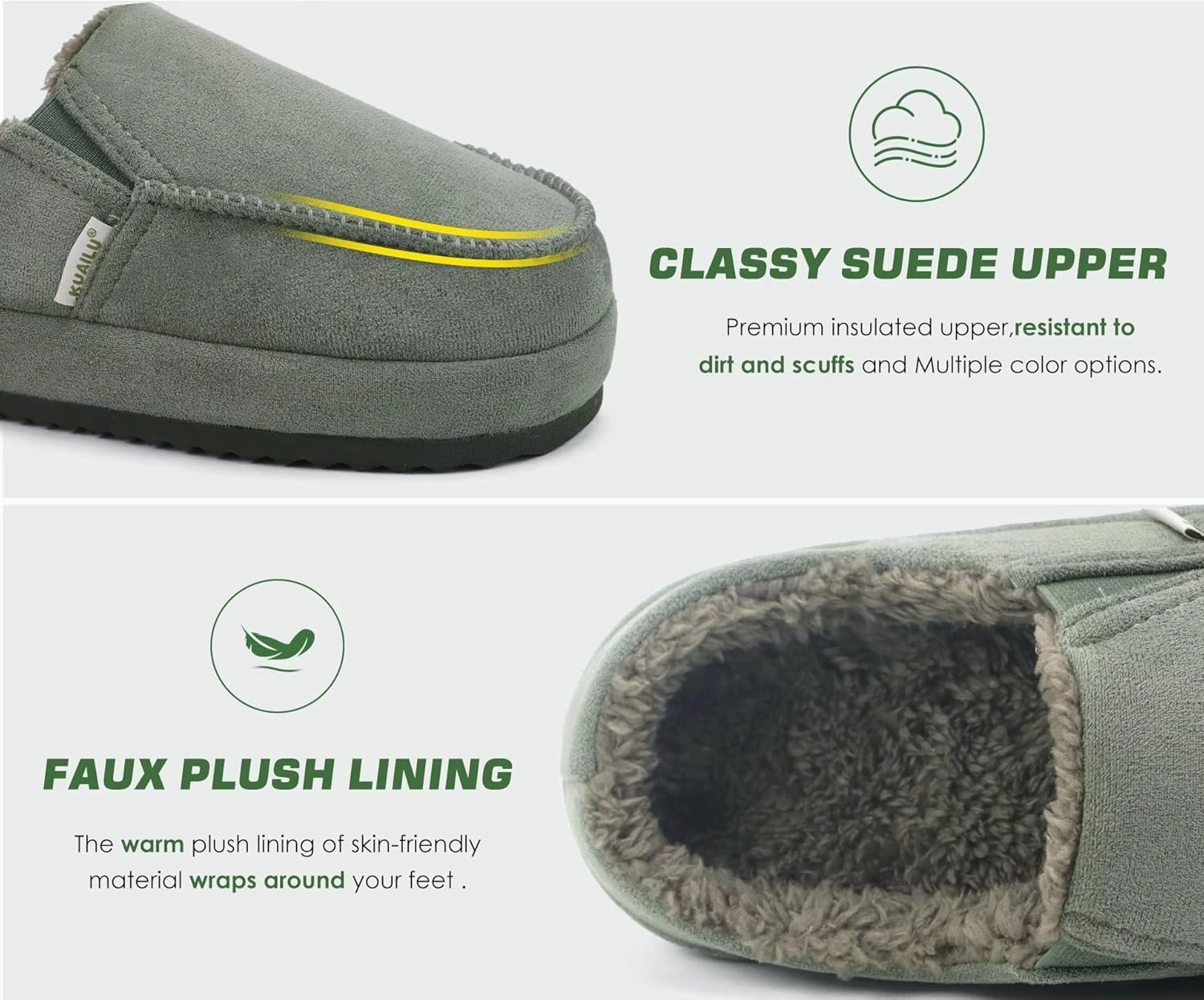 KuaiLu Womens Clog Slippers Cozy Warm Plush Lined With Suede Faux Fur House ladies Bedroom Slippers Comfortable Memory Foam Slip-on Womans Home Shoes Indoor Outdoor Thick Hard Sole