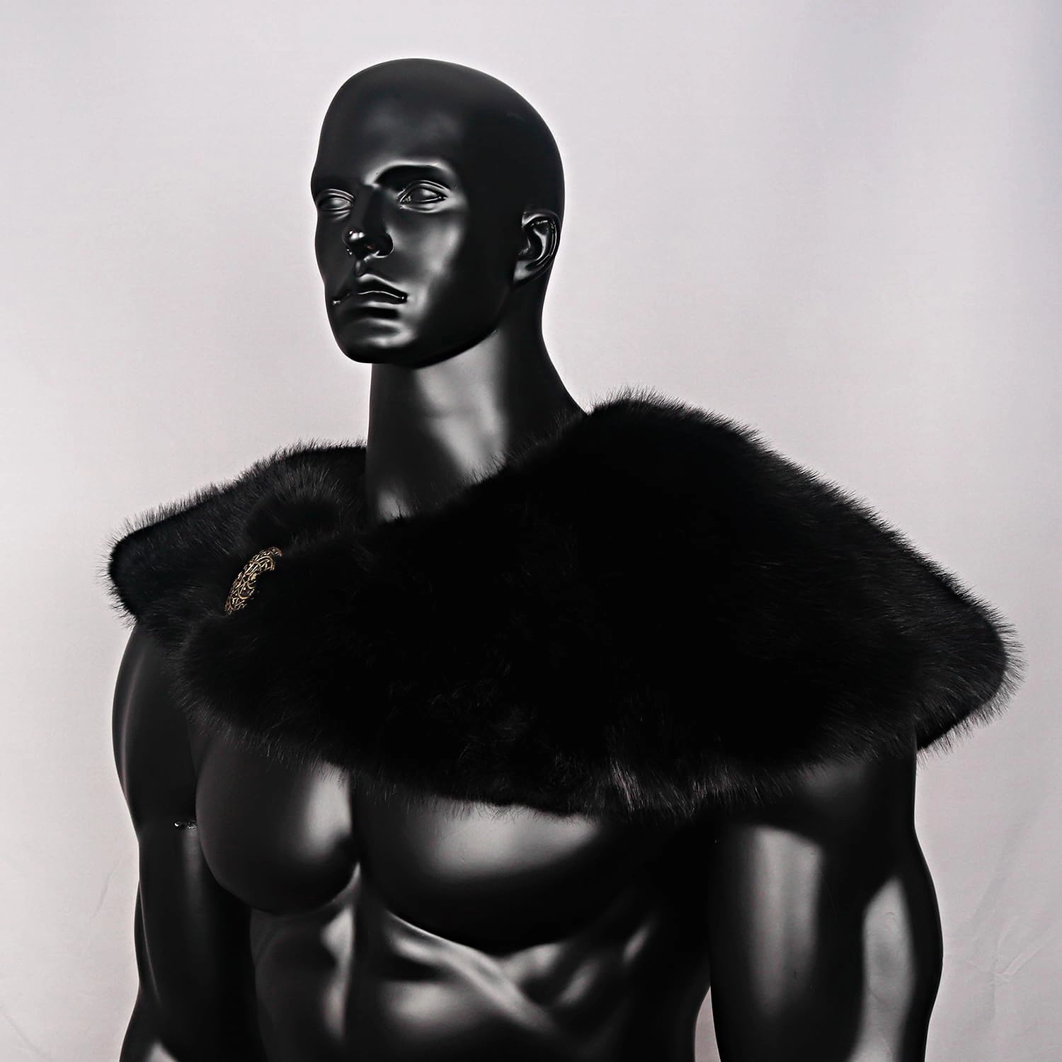 L'VOW Men Viking Fur Shawl Medieval Faux Fur Mantle Shoulder Wrap Collar Warrior Renaissance LARP Cosplay Costume