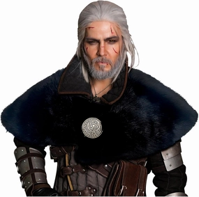 L'VOW Men Viking Fur Shawl Medieval Faux Fur Mantle Shoulder Wrap Collar Warrior Renaissance LARP Cosplay Costume