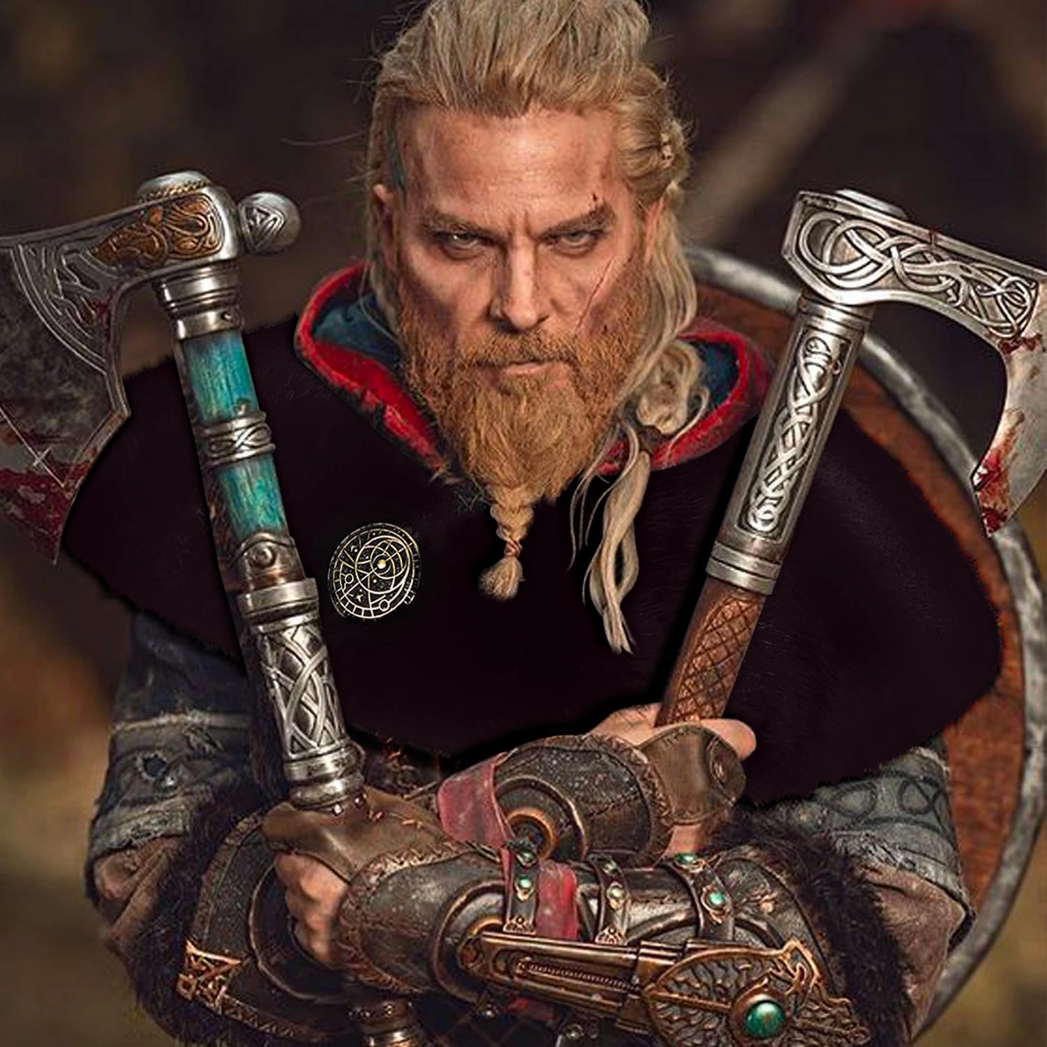 L'VOW Men Viking Fur Shawl Medieval Faux Fur Mantle Shoulder Wrap Collar Warrior Renaissance LARP Cosplay Costume