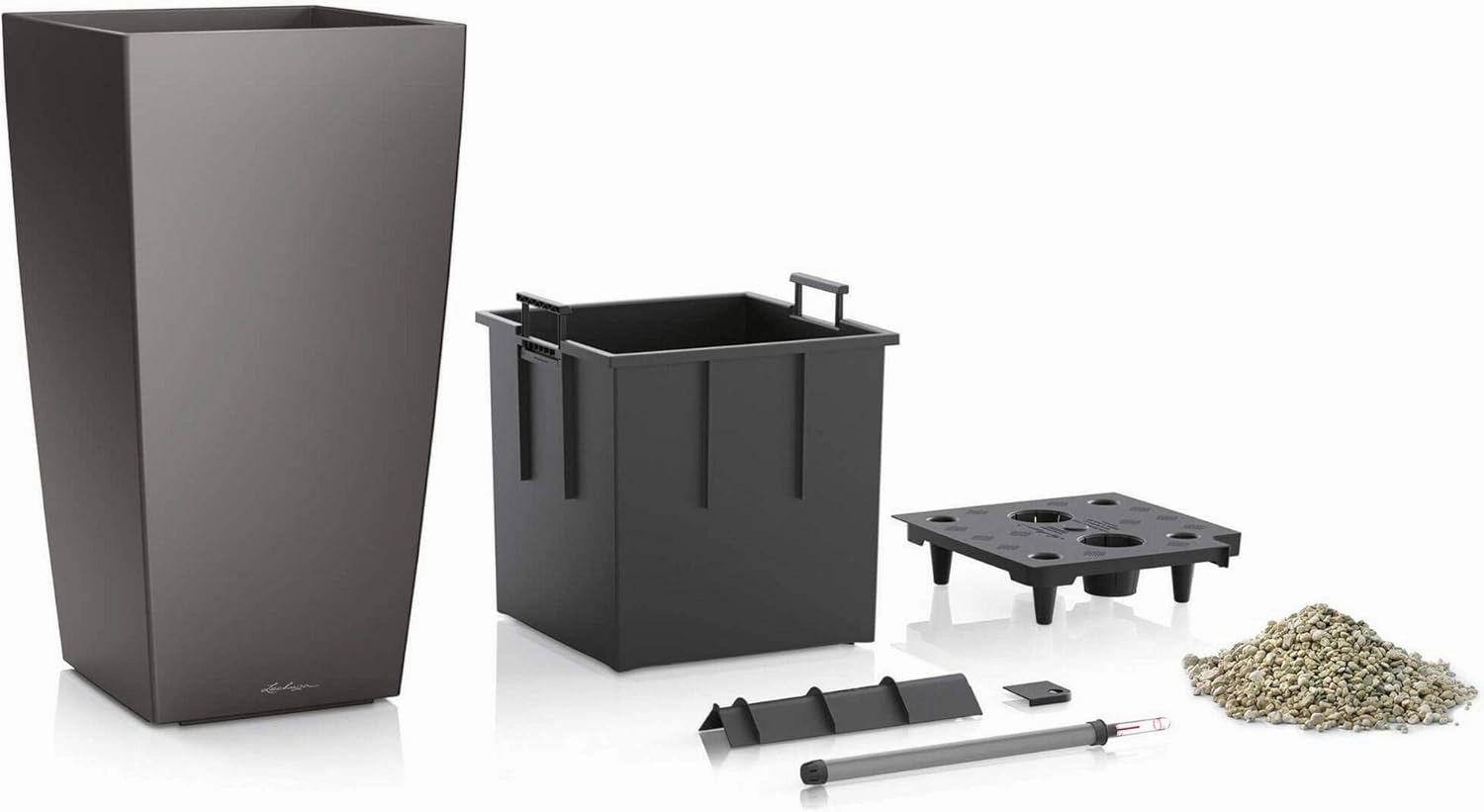 Lechuza CUBICO Premium 22 Anthracite Metallic 18463