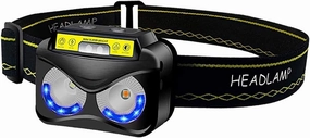 LED Rechargeable Headlamp Waterproof Torch Motion Sensor Control 650 Lumen Bright 30 Hours Runtime 1200mAh Battery USB Headlight Flashlight Camping Hiking Fishing Work (Black)