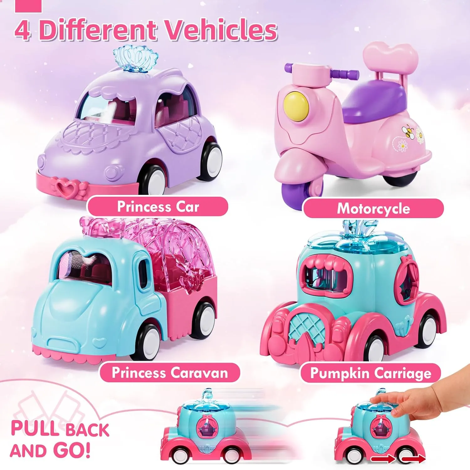 Lehoo Castle Princess Toys for 2 Year Old, Toddler Girl Toys with Lights & Music, Friction Powered Cars, Birthday Gift