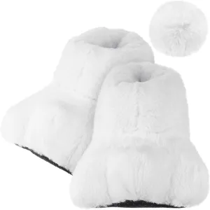 Leitee Easter Adult Bunny Shoes and Tail, Rabbit Feet Slippers for Women Man Bunny Costume Cosplay Accessories