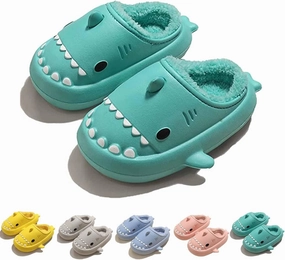 LELEBEAR Shark Slides Winter Warm Slippers, Adult Waterproof Unisex Winter Warm Plush Comfy Non-Slip Shark Slippers