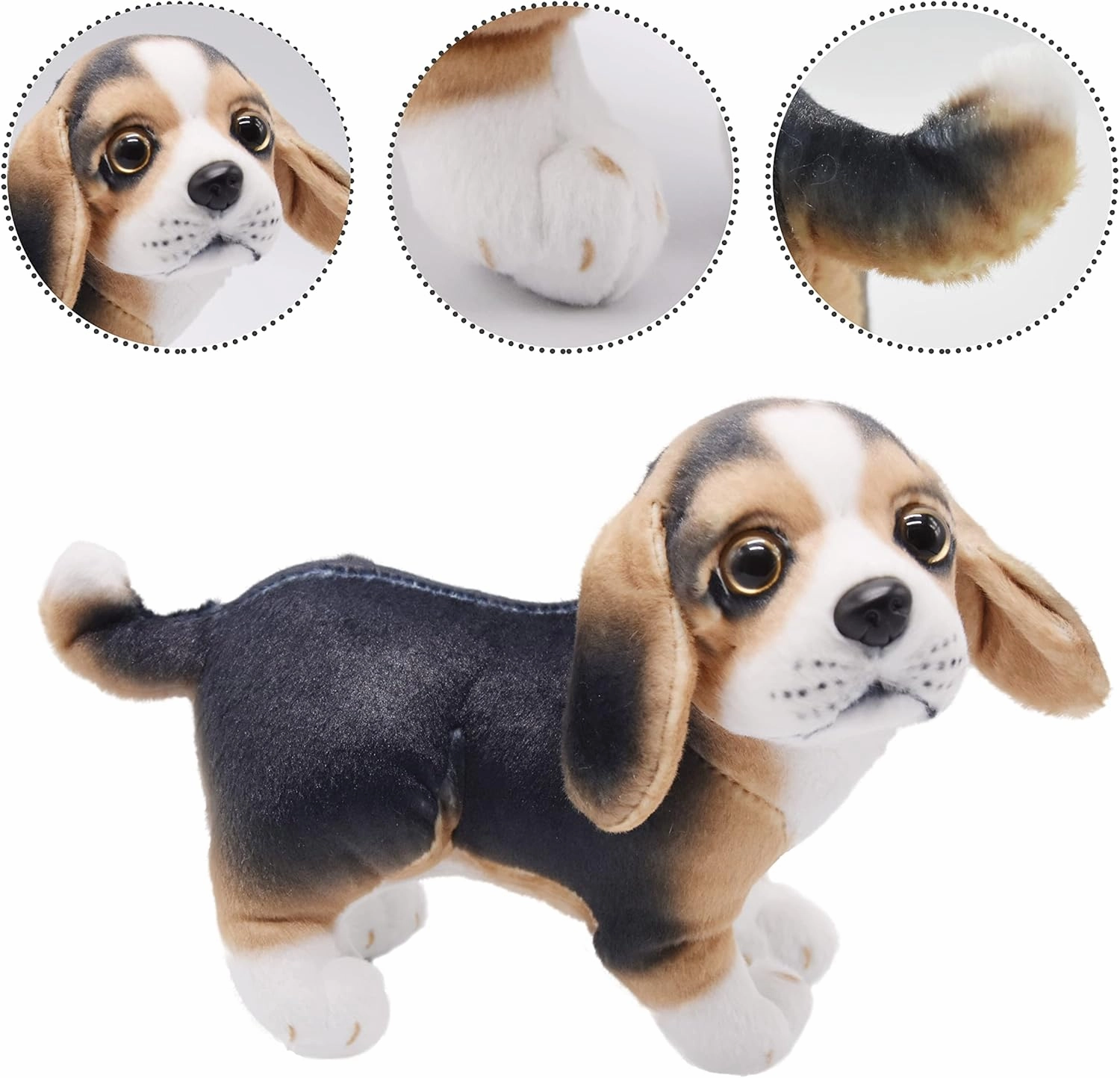 Lifelike Beagle Stuffed Animal Animated Plush Puppy Toy Doll Super Realistic Dogs Act Like Real Excellent Gifts for Kids Birthday Party Dog Collection 9 Inches (Beagle)