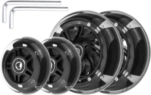 Light Up Scooter Wheels 120mm & 80mm Replacement Wheel for 3-Wheel Kickboard Kid Kick Scooter, 4-Pack (Black)