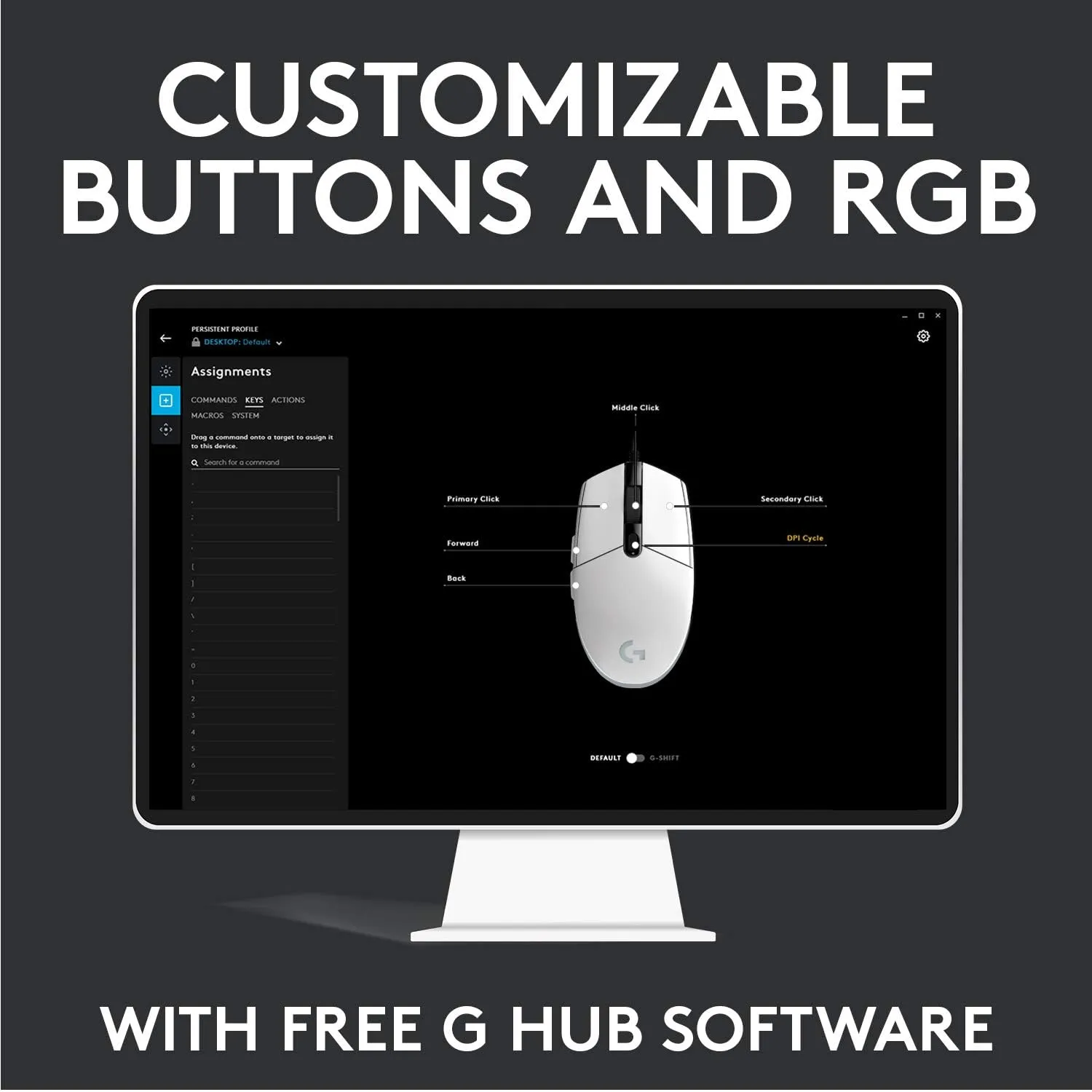 Logitech G203 Wired Gaming Mouse, 8,000 DPI, Rainbow Optical Effect LIGHTSYNC RGB, 6 Programmable Buttons, On-Board Memory, Screen Mapping, PC/Mac Computer and Laptop Compatible - Black