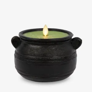 Luminara Green Potion Flameless LED Candle Cauldron Frosted Matt Black Painted Halloween Decoration Moving Flame Candle 5.7" x 4.25"