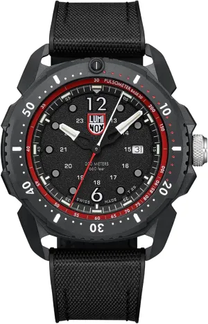 Luminox - ICE-SAR Arctic Men's Watch 46mm Outdoor Adventure Watch – Swiss Made, CARBONOX™ Bezel, Pulsometer Function, Date, Sapphire Crystal, 200m Water Resistance, Black Rubber Strap, Mens Watches