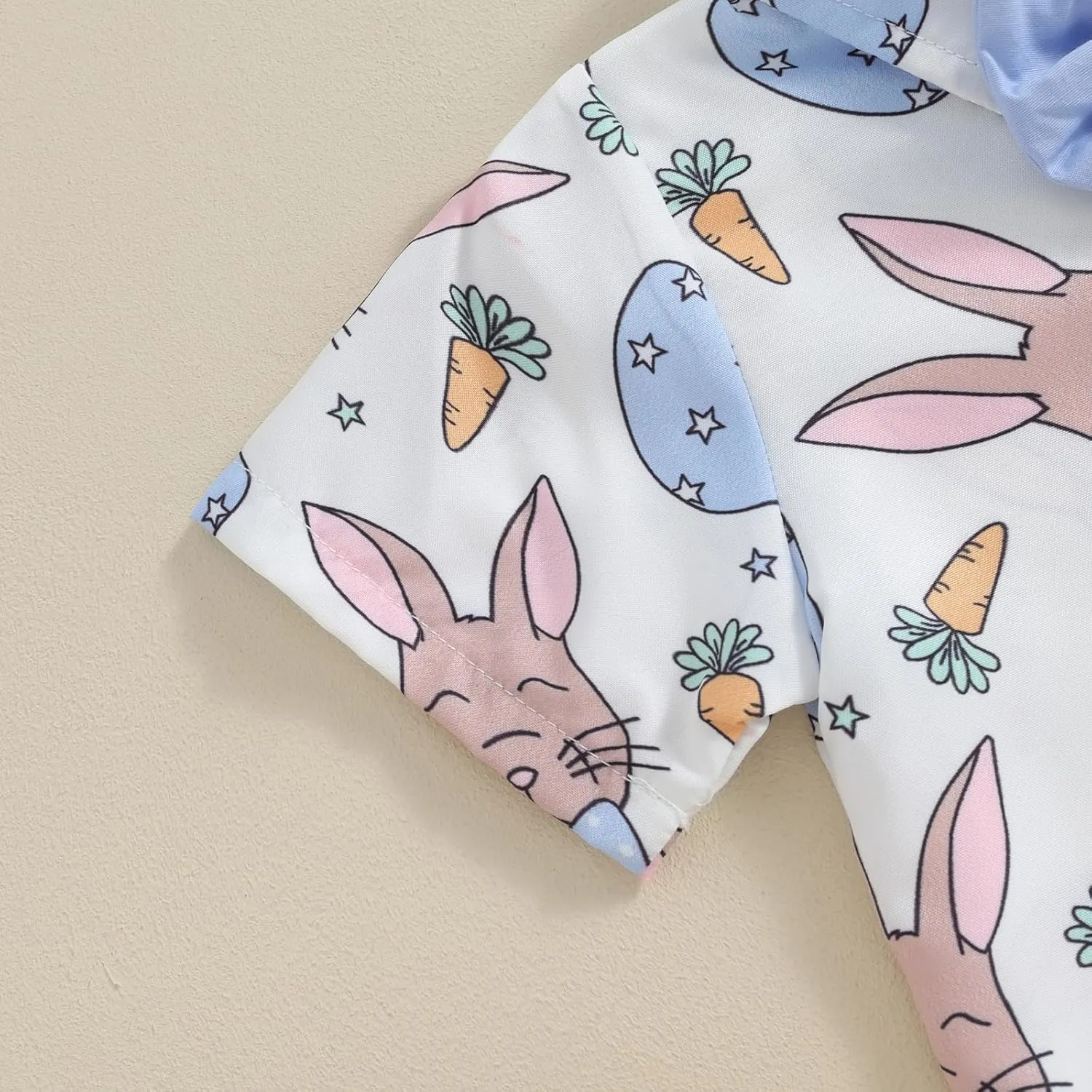 MAINESAKA Toddler Baby Boy Easter Outfit Bunny Print Short Sleeve Button Down Shirt and Shorts Set 2 Piece Summer Clothes