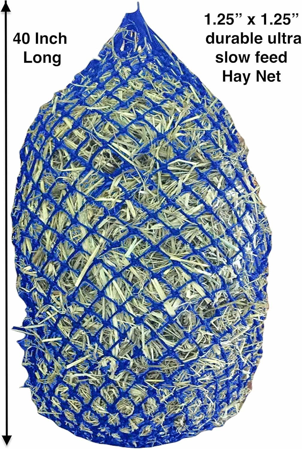 Majestic Ally 1.25”x1.25” Holes Ultra Slow Feed 40” Very Sturdy Hay Net with Bottom Ring for Goat, Sheep, Simulate Grazing and Reduces Waste (Purple)