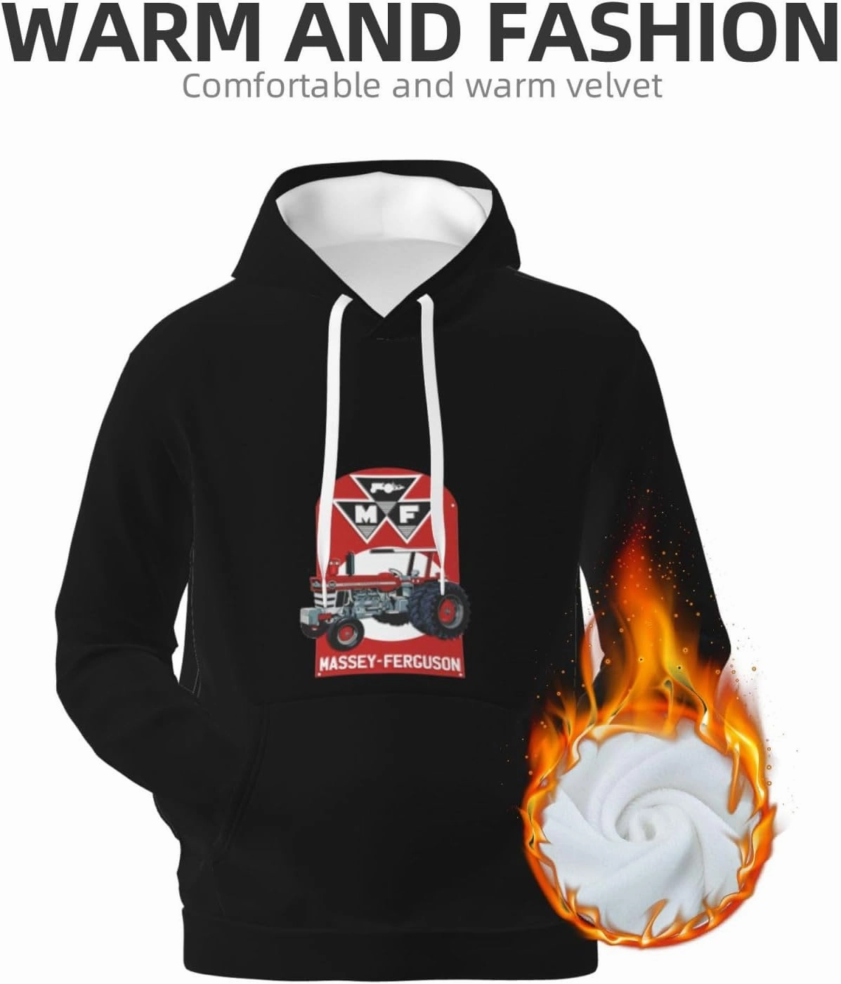Massey Ferguson Fleece Comfortable Hoodie, Hoodie Long Sleeve Pullover Casual Sweatshirt-
