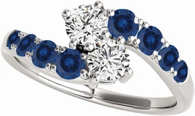 Mauli Jewels 1.50Carat Two Stone Sapphire And Diamond Engagement Ring 4 prong 14k Rose Gold
