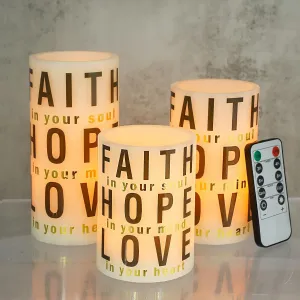 MELTONE Christmas Flameless Candles, Flickering Inspirational LED Candles with Remote, 2AA Battery Powered Candles for Women Home Wedding Xmas Holiday Decorations - Set of 3