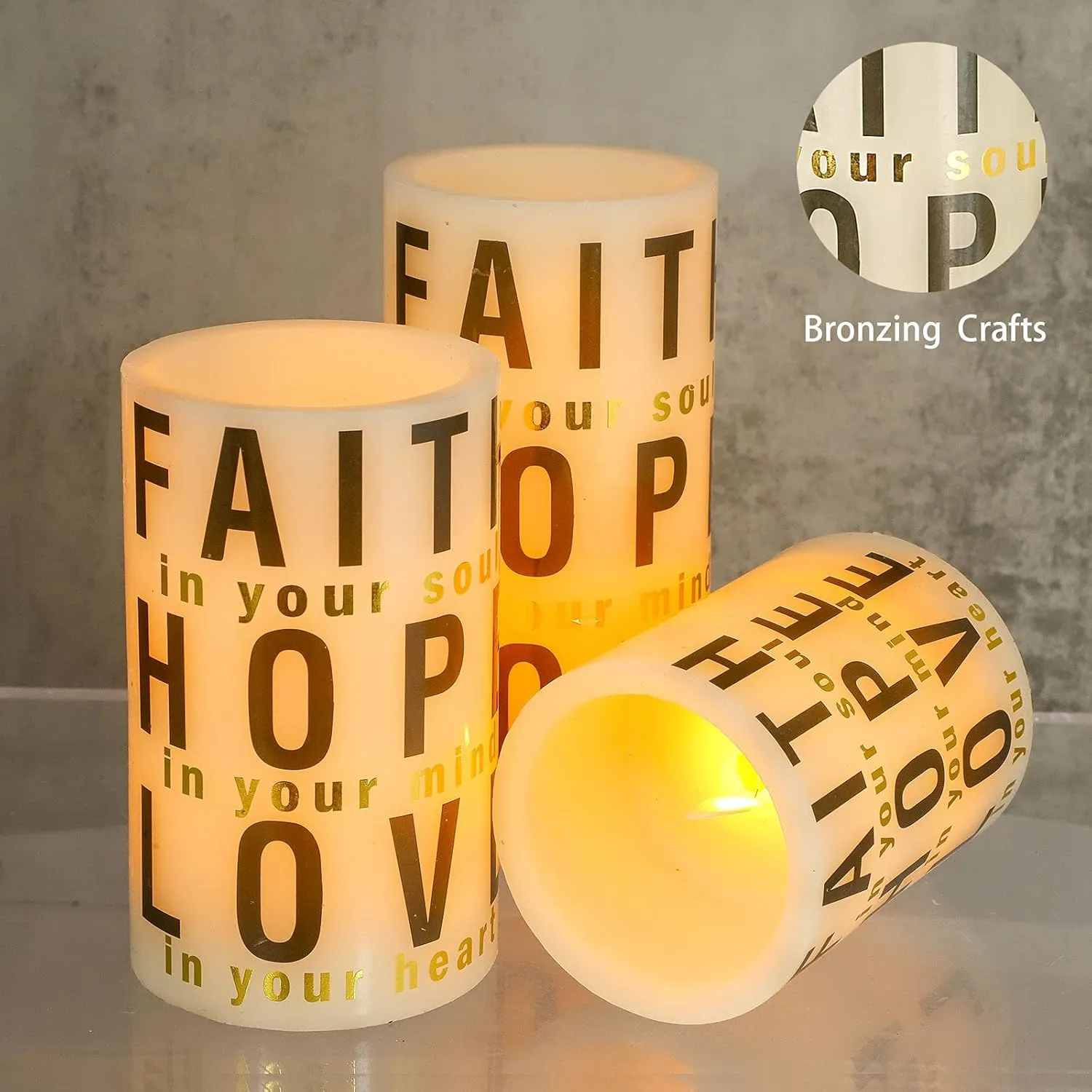 MELTONE Christmas Flameless Candles, Flickering Inspirational LED Candles with Remote, 2AA Battery Powered Candles for Women Home Wedding Xmas Holiday Decorations - Set of 3