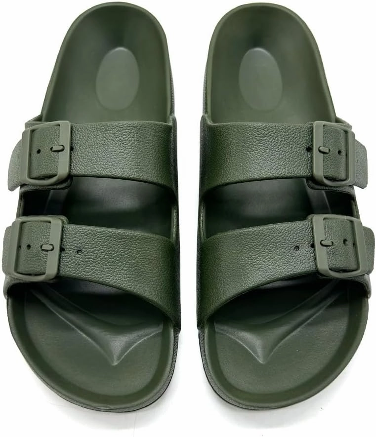 Men's Trendy Solid EVA Slides with Buckle Accents – Non-Slip, Quick-Drying Open-Toe Slippers for Indoor/Outdoor Walking & Beach Use