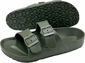 Men's Trendy Solid EVA Slides with Buckle Accents – Non-Slip, Quick-Drying Open-Toe Slippers for Indoor/Outdoor Walking & Beach Use