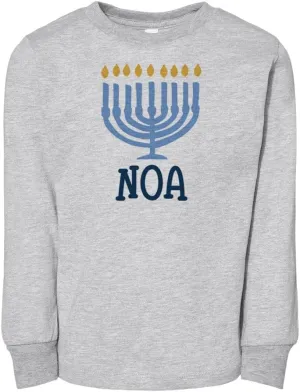Menorah Noa Toddler Kids Long Sleeve T-Shirt