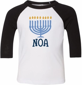 Menorah Noa Kids Three-Quarter Raglan Sleeve Baseball Shirt Toddler