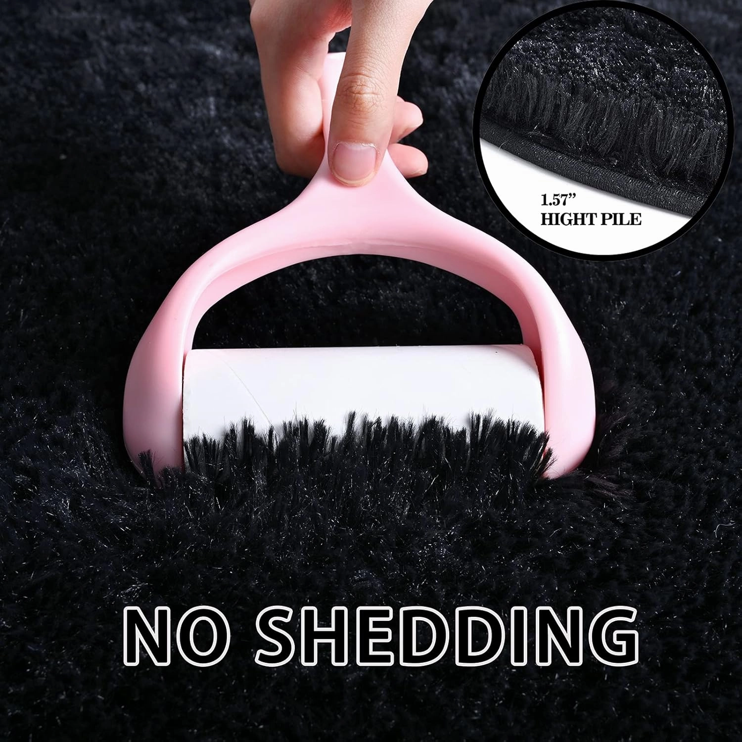 Merelax Soft Shaggy Rug for Kids Bedroom, Oval 2.6'x5.3' Black Plush Fluffy Carpets for Living Room, Furry Carpet for Teen Girls Room, Anti-Skid Fuzzy Comfy Rug for Nursery Decor Cute Baby Play Mat